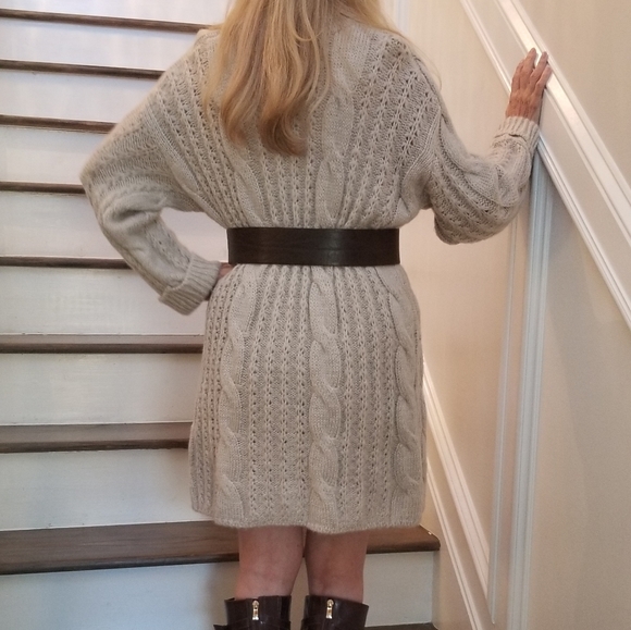 Pinch Cable Knit Mini Sweater Dress, Light Grey, S/M  $45 - Picture 8 of 10